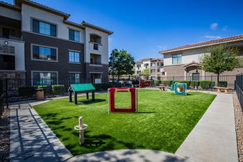 Centennial at 5th apartments dog park with agility training equipment